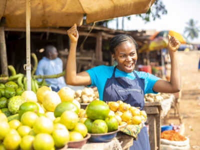 over excited African market woman