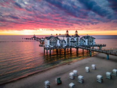 A beautiful view of Pier Sellin in the Baltic seaside resort of Sellin, Rugen, Germany. High quality photo