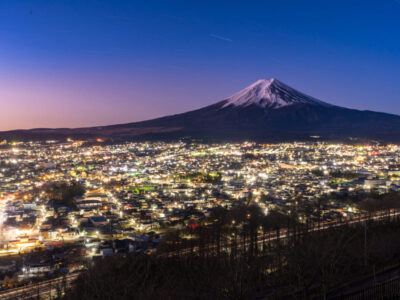 Mt.Fuji and Fujiyoshida town sunrise