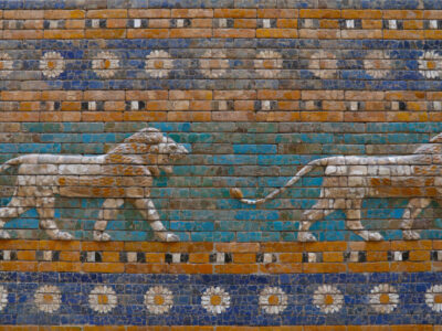 Glazed brick bas relief of Ishtar Gate of Babylon