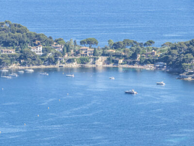 Aerial view of Saint-Jean-Cap-Ferrat with the blue sea and beautiful beaches
