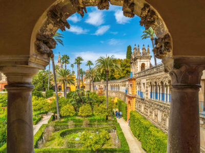 Exterior and garden of Real Alcazar Destination in  Sevilla, Spain