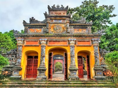 Ancient gate at the Imperial City in Hue. UNESCO world heritage in Vietnam