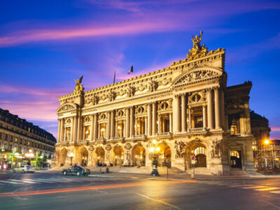 Night view of the Palais Garnier, Opera in Paris, france